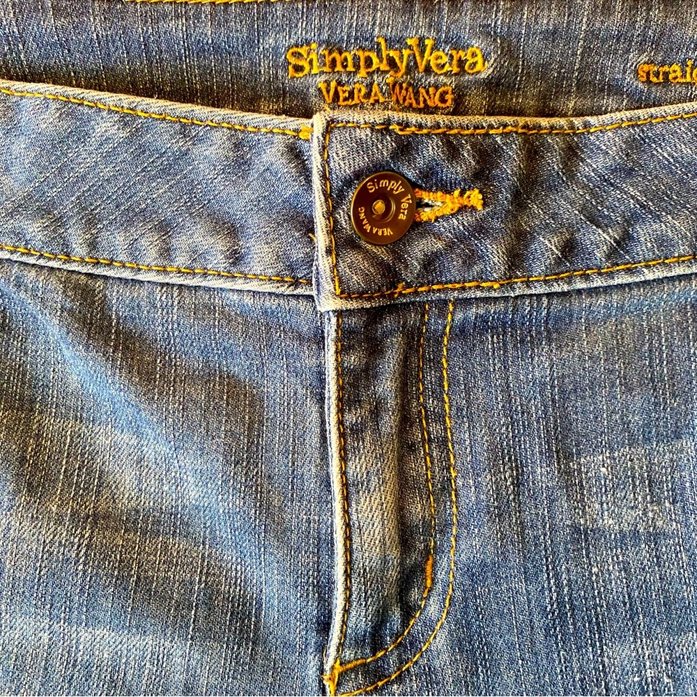 Simply Vera-Vera Wang Straight fit Distressed Denim low waist jeans